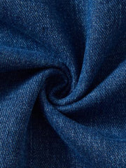 Denim Double Breast Top Women's Casual Oversized Lapel Collar