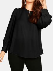 Lantern Sleeve Blouse Women's Casual Solid Blouse