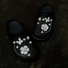 12PCS Shoe Accessories Faux Pearl & Flower & Butterfly Gift For Girls Women