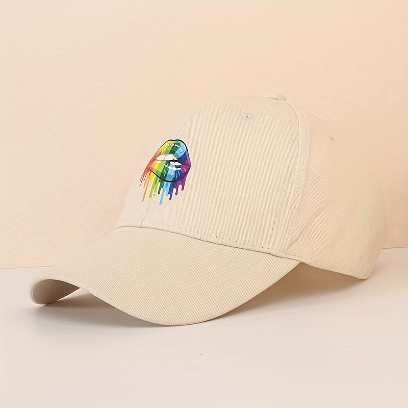 LGBT Rainbow Lip Baseball Cap Gay Pride Unisex Dad Hat Adjustable Sun Hats