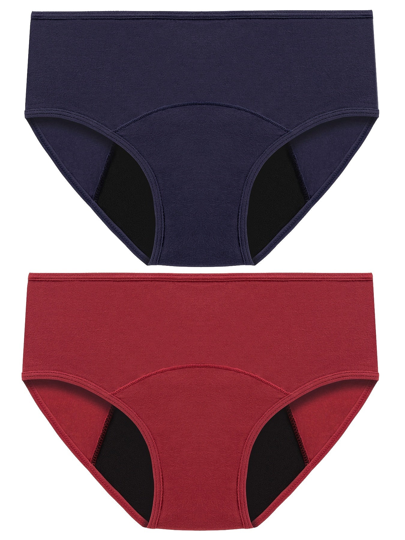 2 Pcs Cotton Period Panties Soft Breathable Absorbant Anti Leak Intimates Briefs