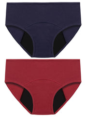 2 Pcs Cotton Period Panties Soft Breathable Absorbant Anti Leak Intimates Briefs