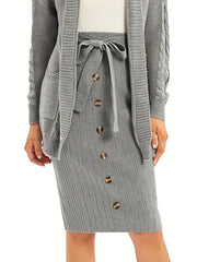 Button Decor Knit Skirt for Women