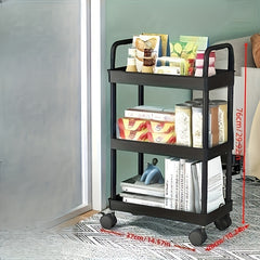 4 Tier Utility Cart Rolling Wheels Handles Kitchen Living Room Organizer