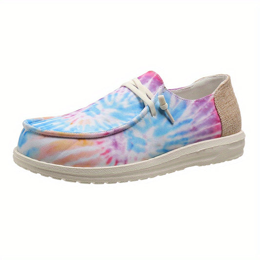 Tie Dye Canvas Lace Up Loafers for Women