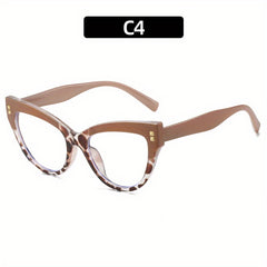 Cat Eye Clear Lens Glasses For Women Men Block Decor Glasses