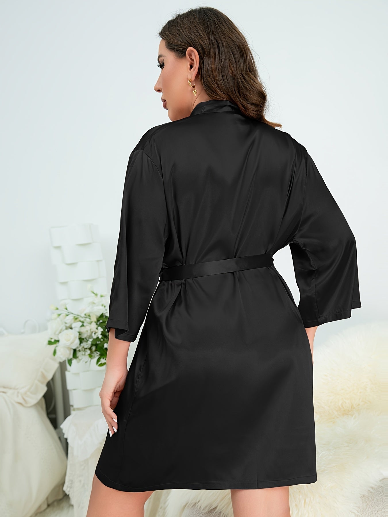 Silky Satin Long Sleeve Robe