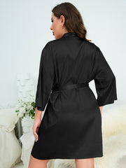 Silky Satin Long Sleeve Robe