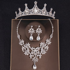 Vintage Green Crystal Bridal Jewelry Set Tiara Earrings Necklace Dubai
