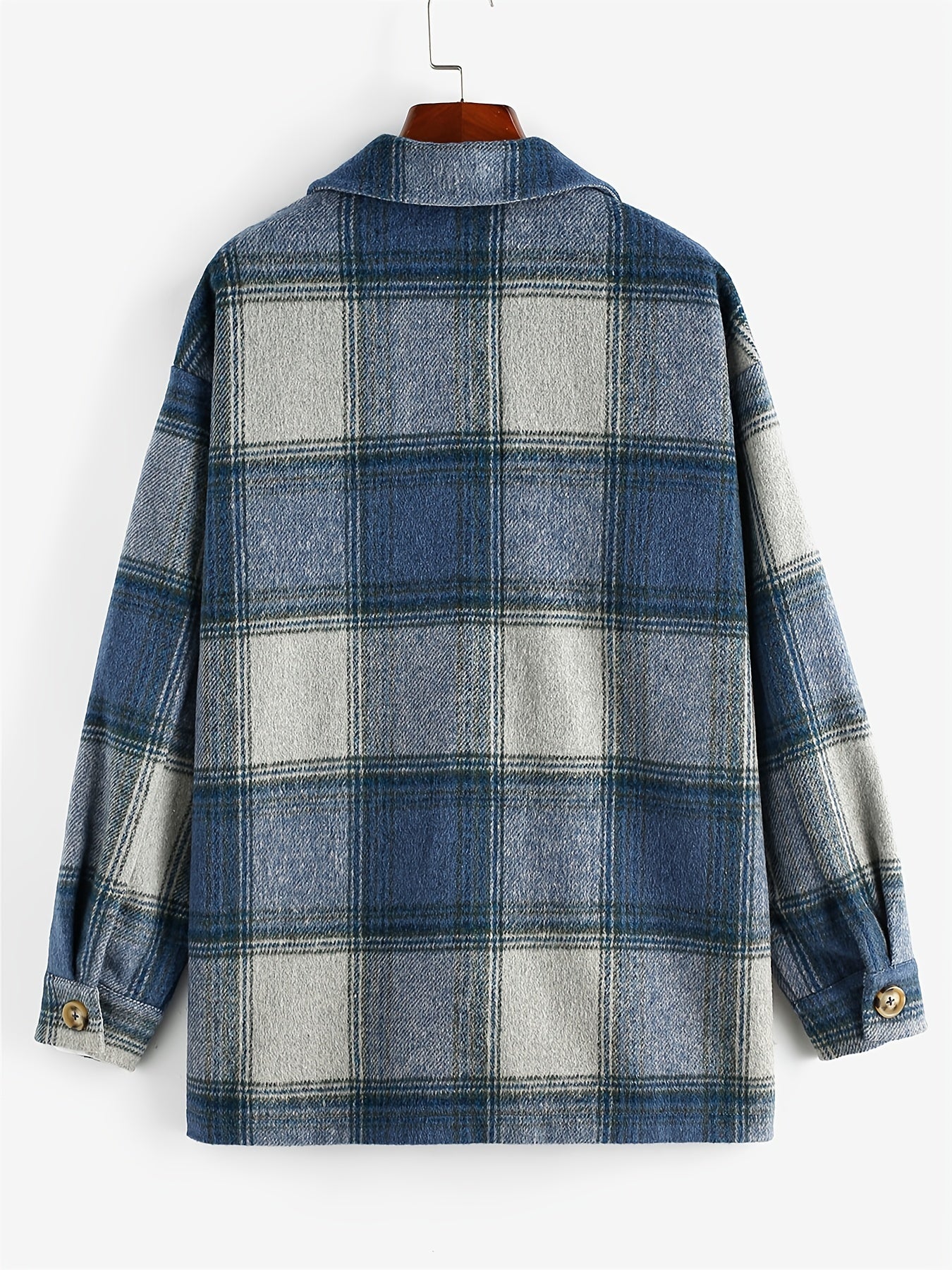 Plaid Jacket Lapel Casual Long Sleeve Loose Outerwear Women's Clothing
