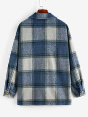 Plaid Jacket Lapel Casual Long Sleeve Loose Outerwear Women's Clothing