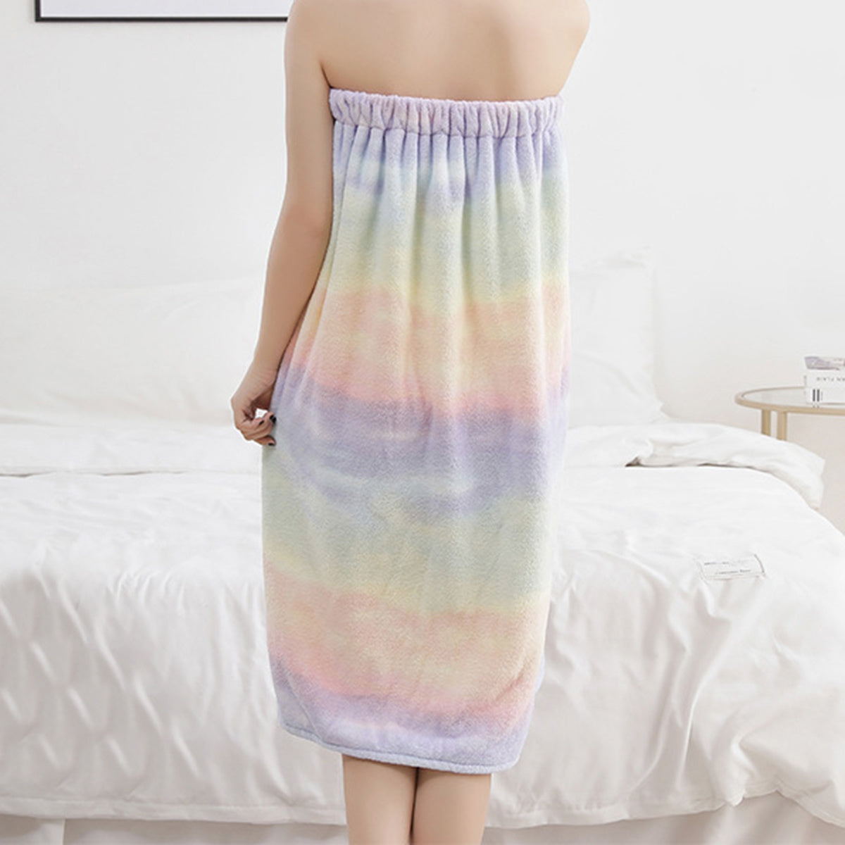 Absorbent Rainbow Bath Towel for Women Coral Fleece Tube Top