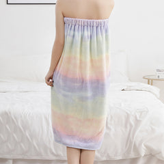 Absorbent Rainbow Bath Towel for Women Coral Fleece Tube Top