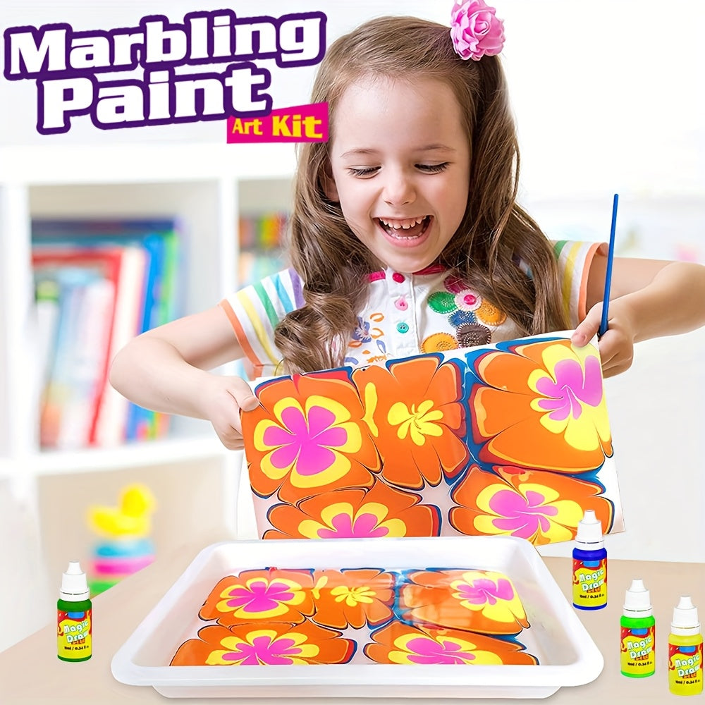 Funwins Kids Watercolor Art Kit 6-12 Craft Set Marble Pattern Holiday
