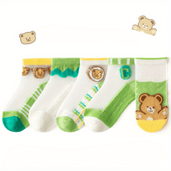 Girls Bear Casual Ankle Socks Mesh Breathable Comfortable Princess Socks