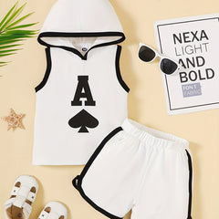 Boys Ace Of Spades Casual Outfit Hooded Tank Top & Shorts