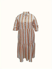 Geometric Print Smock Shirt Dress
