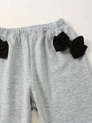 Girls Bowknot Active Jogger Pants Casual Playwear Trousers