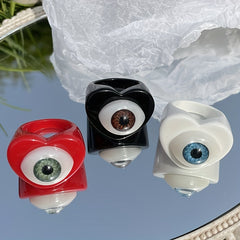 Colorful Love Heart Evil Eye Ring for Women