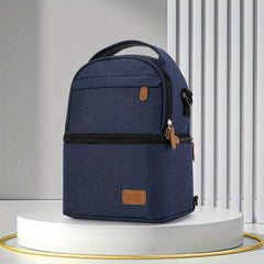 Deluxe Insulated Double Deck Lunch Box Bag for Adults Work Office & Picnics