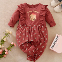 Happy Cookie Graphic Flying Sleeve Romper