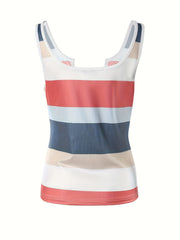 Notched Neck Tank Top Sleeveless Casual Summer Women's Clothing