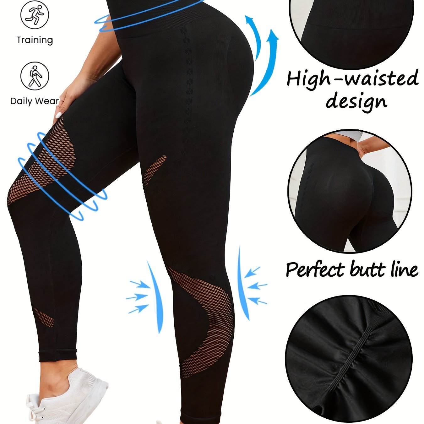 Mesh High Waist Tummy Control Fitness Pants Hip Lifting Sports Leggings