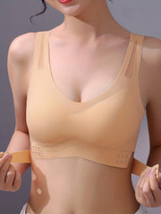 Solid Wireless Push Up Bra Comfy Front Buckle Lingerie