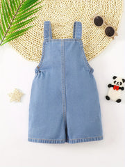 Baby Panda Embroidery Denim Overalls Romper Clothes