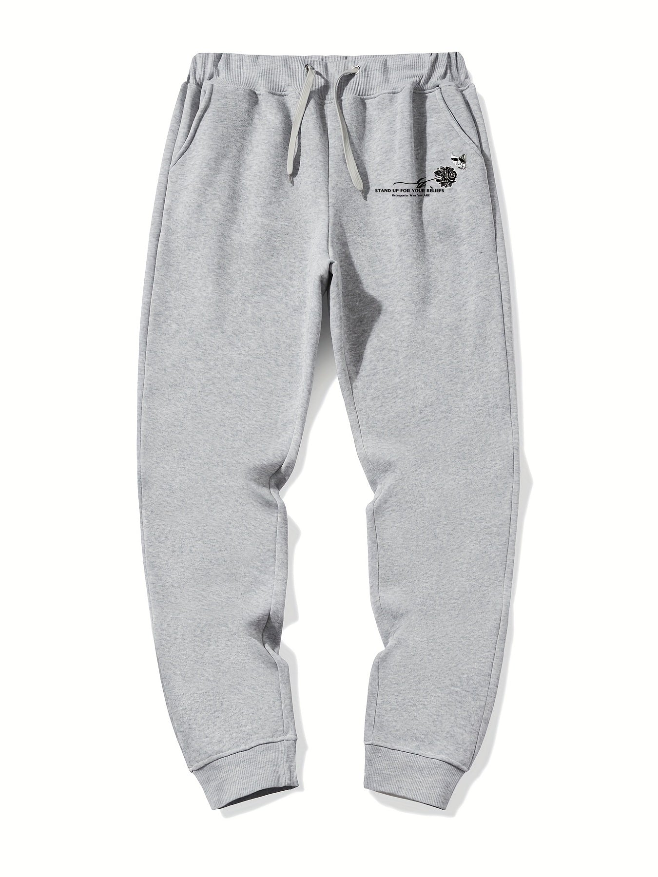 Flower Print Men's Drawstring Sweatpants Loose Casual Jogger Pants