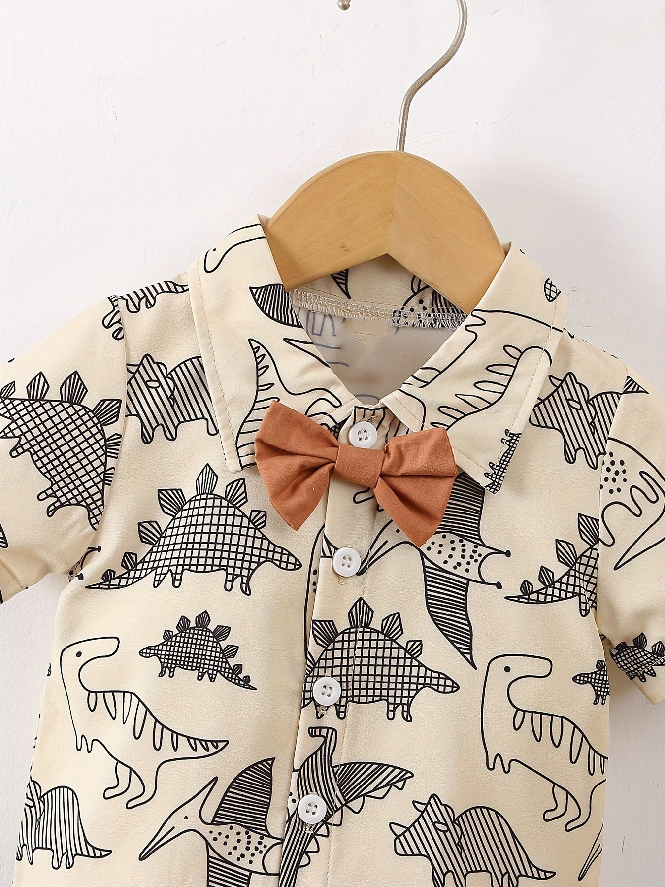 Baby Boys Preppy Style Outfit Graphic Shirt & Suspender Shorts