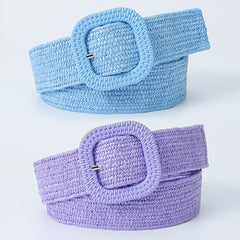 Candy Elastic Straw Belts Boho Braided Belts Casual Dress Belt Women Girdle