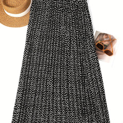 Dot Print High Rise Maxi Skirt