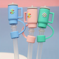 5pcs Cute Cartoon Straw Covers 10mm Leakproof & Dustproof Cup Decorations
