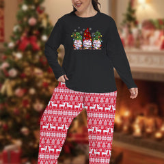 Christmas Pajamas Set Snowflake Gnomes Tee & Striped Pants