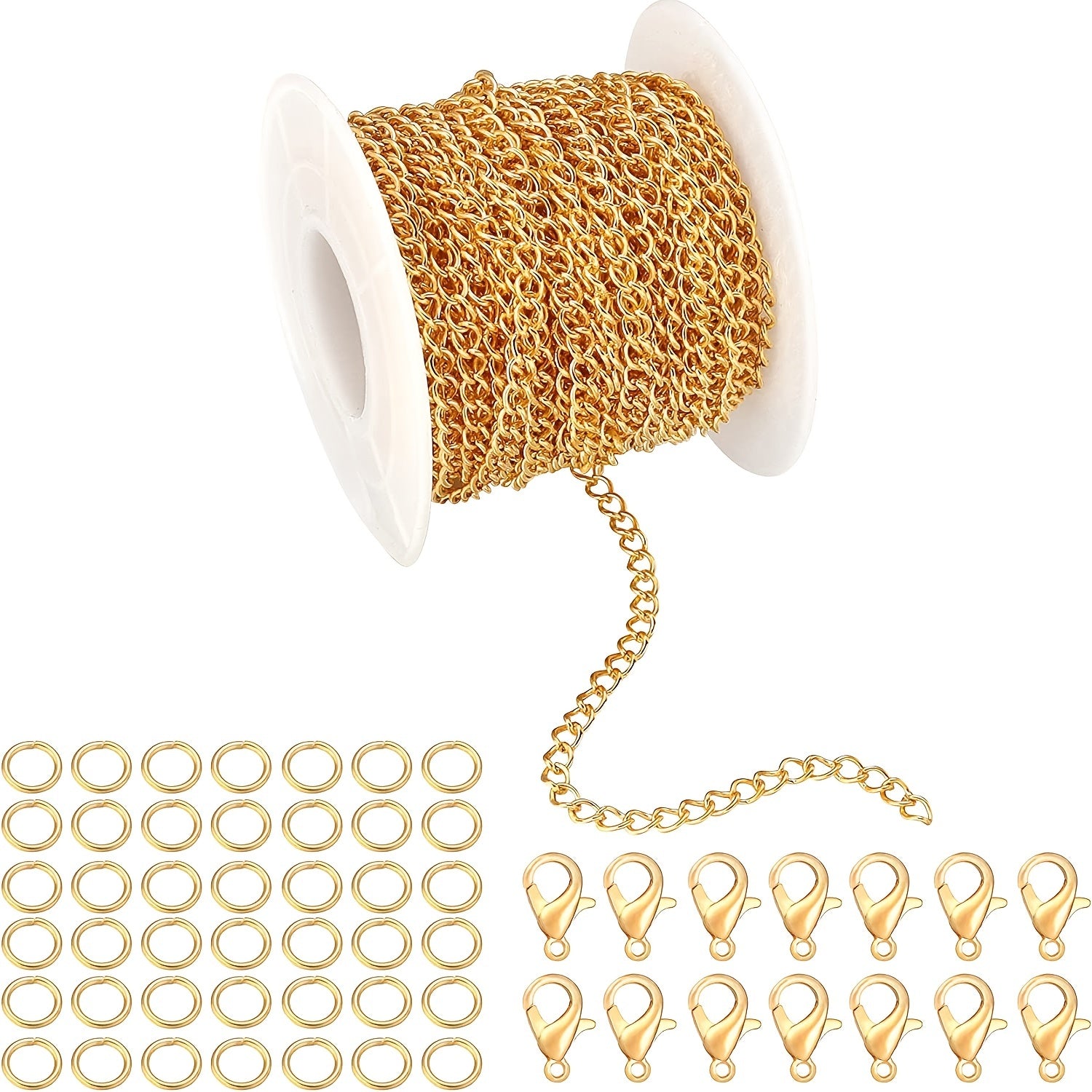 10m 32ft 2mm Double Twisted Chain Necklace Set With Lobster Clasp & Jump Rings