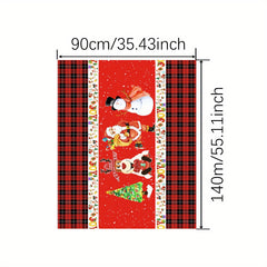 Polyester Tablecloth Merry Christmas Table Cover Christmas Tree Snowman Pattern