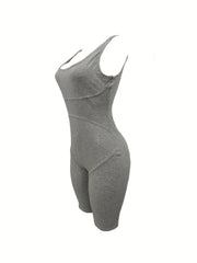Solid Crew Neck Romper Jumpsuit Sleeveless Summer Casual Women's Clothing