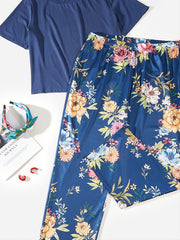 Short Tee & Floral Print Pant Pajama Set