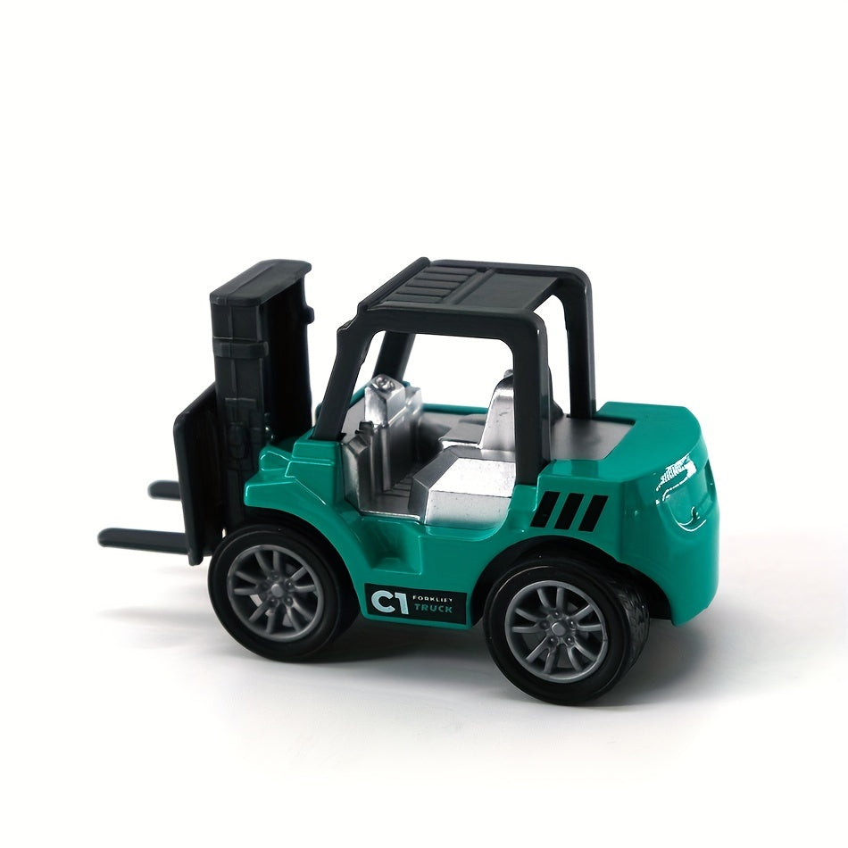4pcs Colorful Diecast Engineering Car Set Fire Truck Forklift Excavator Roller