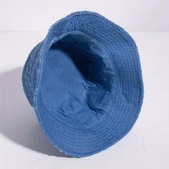 Ripped Denim Bucket Hat Unisex Fisherman Cap Women Men