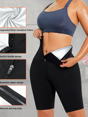 Sauna Sweat Shorts Zipper Front Yoga Running Athletic Shorts for Women
