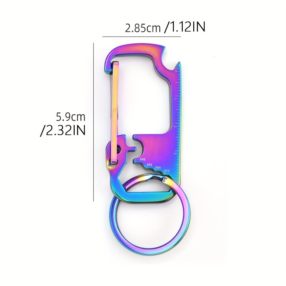 Stainless Steel 6-in-1 Carabiner Keychain Clip Multitool