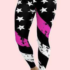 Women's Plus Crinkle Star & Stripe Print Yoga Leggings