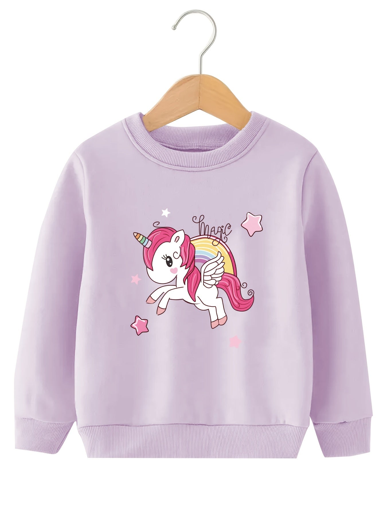 Cartoon Star Unicorn Graphic Sweatshirt Top For Little Girls