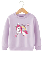 Cartoon Star Unicorn Graphic Sweatshirt Top For Little Girls