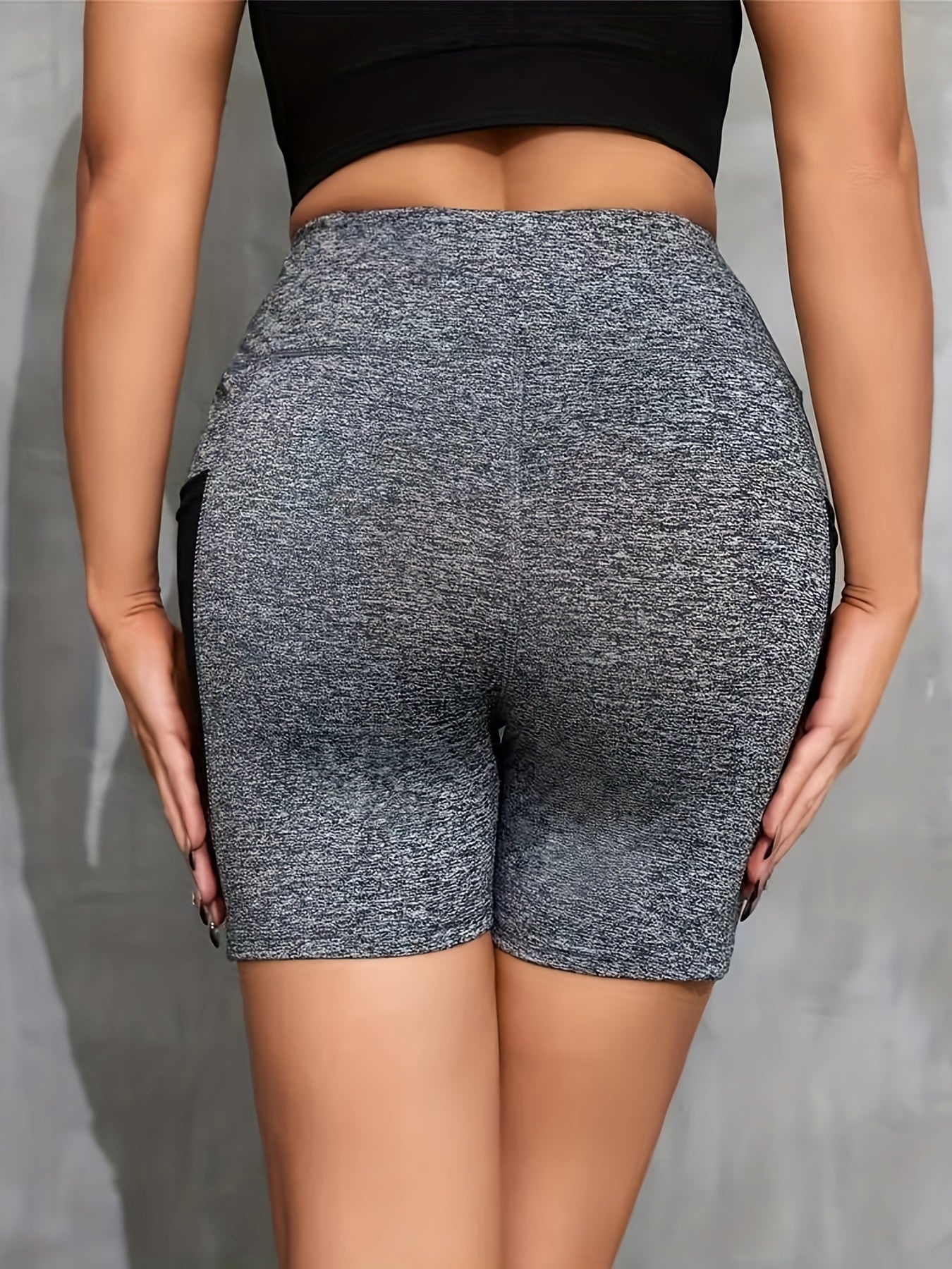 Block Biker Shorts Casual Workout Slim Summer Shorts With Pockets