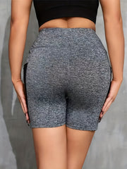 Block Biker Shorts Casual Workout Slim Summer Shorts With Pockets