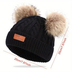 Kids Knitted Hat for Winter Outdoor Sports, Warm Beanie for 0-3 Years Old