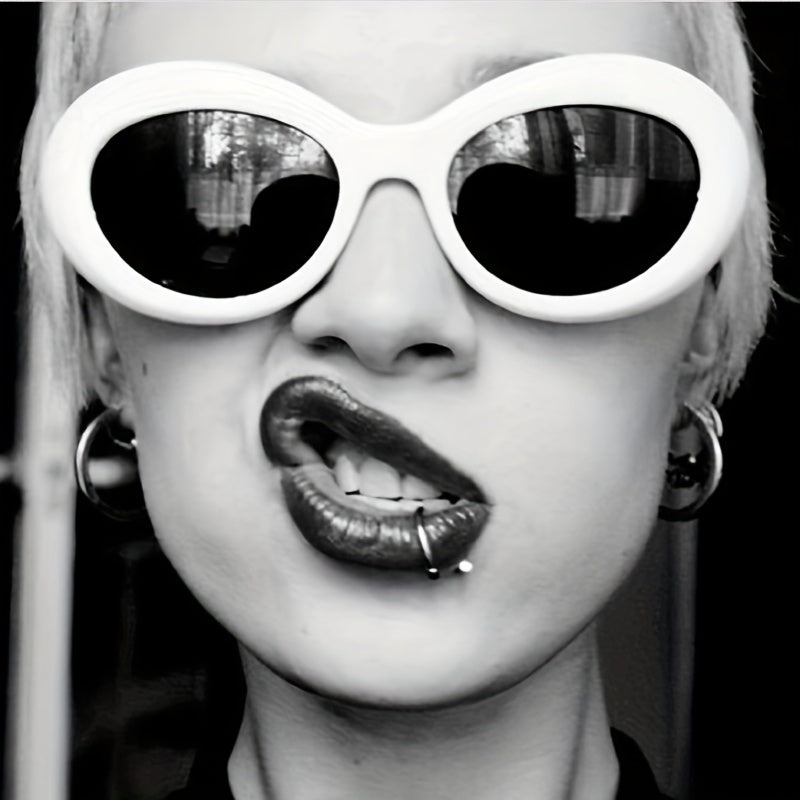 Oval Thick Frame Sunglasses Y2k Oval Sunglasses Round Lens Clout Glasses Goggles